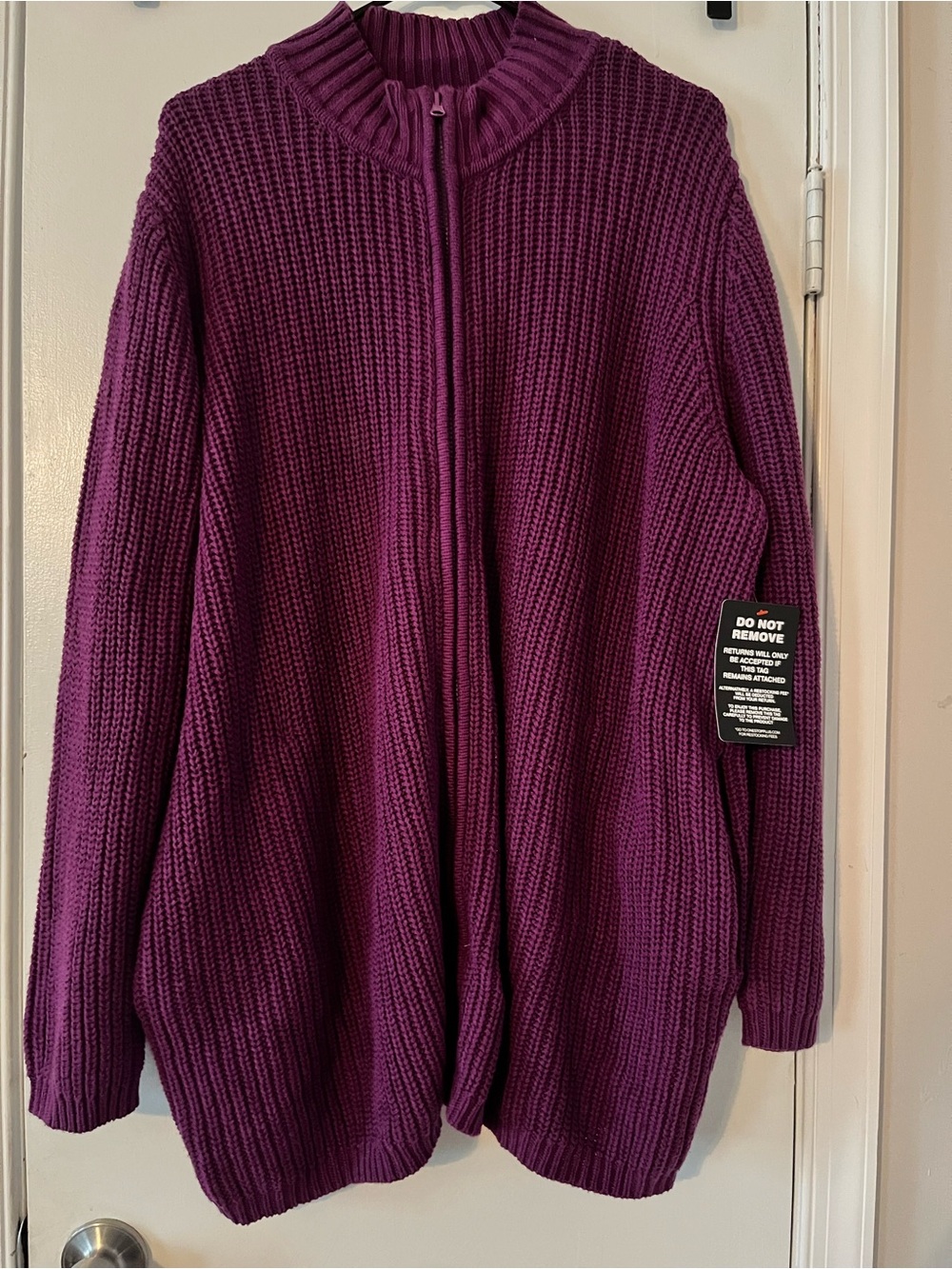 Woman Within Purple Chunky Knit Zip Front Cardigan Sweater Women’s 18/20 Y2K